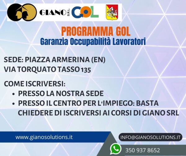 Programma Garanzia Occupabilità dei Lavoratori (GOL) Piazza Armerina